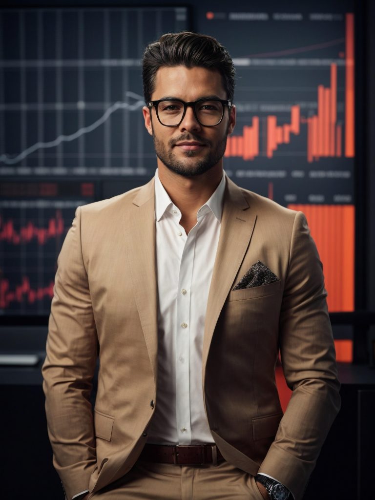 man-suit-glasses-stands-front-graph
